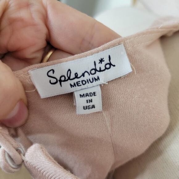 NWT Splendid‎ Cold Shoulder Wrap Dress Tan Beige Size Medium - Picture 9 of 11